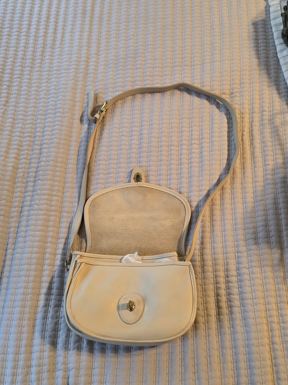 Coach Cream Leather Crossbody Saddle Bag